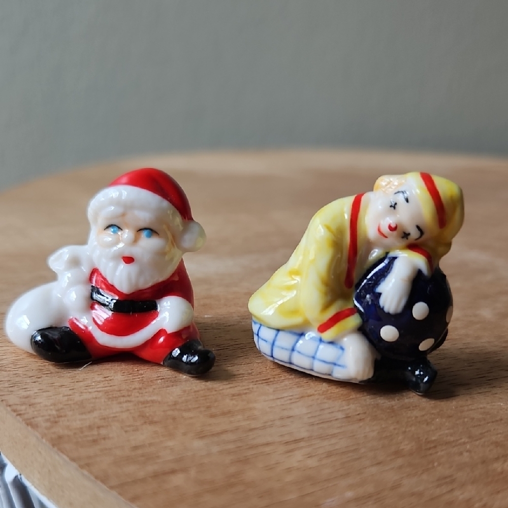 Vintage Figurines - Santa & Clown From Bug House